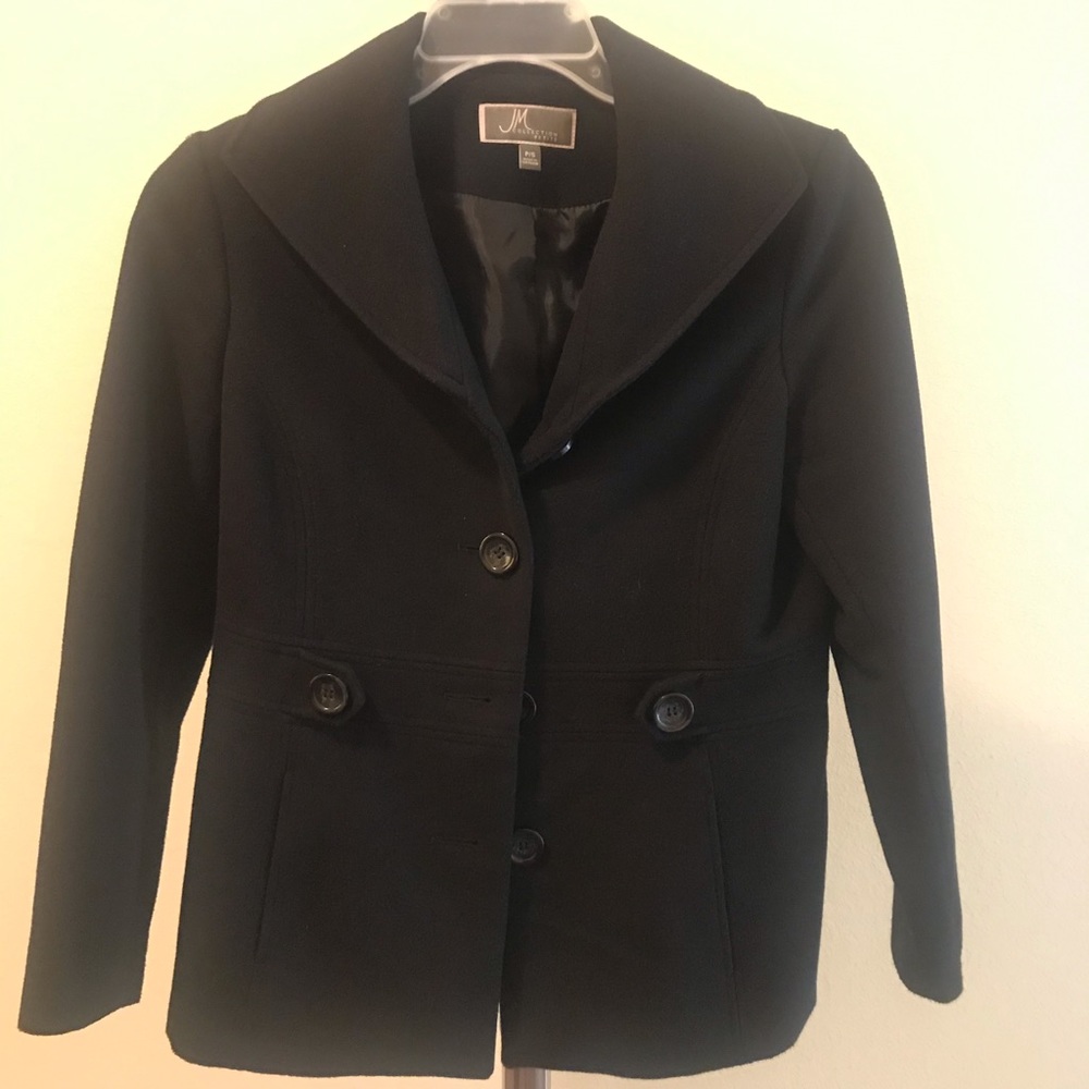JM Collection Black Pea Coat